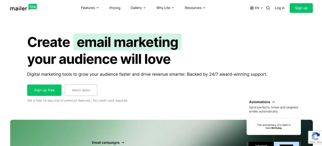 email marketing tool - MailerLite
