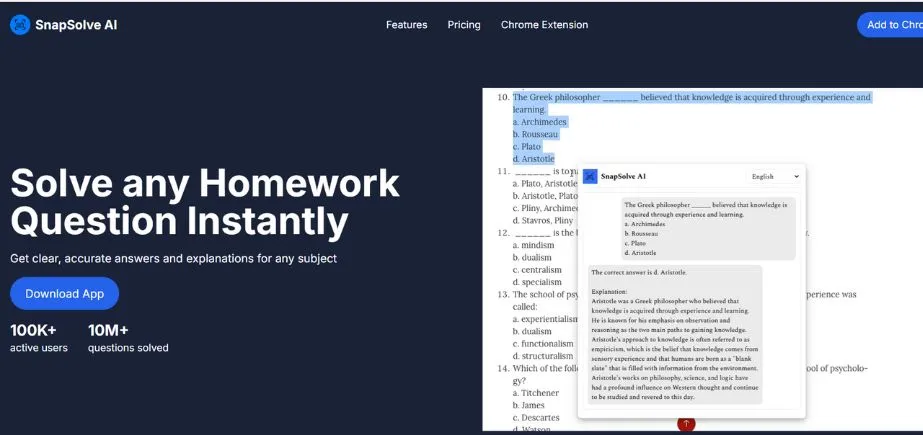 SnapSolve - Homeworkify Alternatives