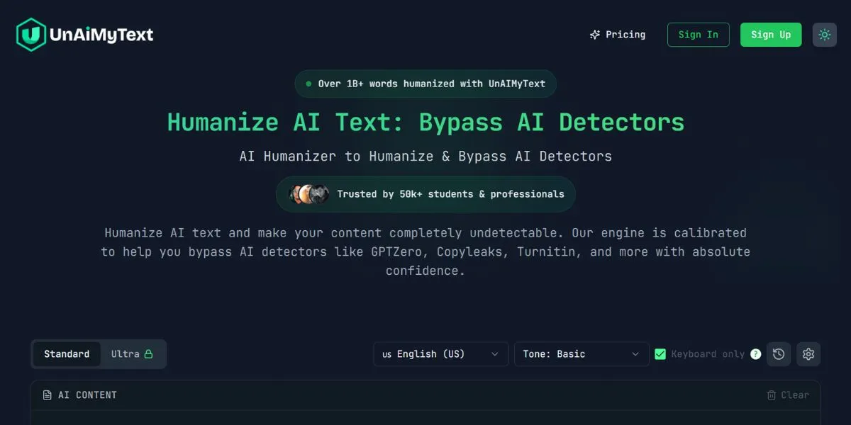 UnAIMyText - best AI Humanizer