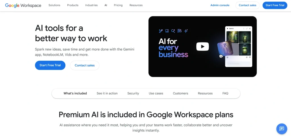 ai tool for business - Google Gemini for Workspace