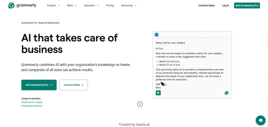 ai tool for business - Grammarly Business