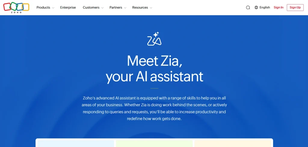 ai tool for business - Zoho Zia